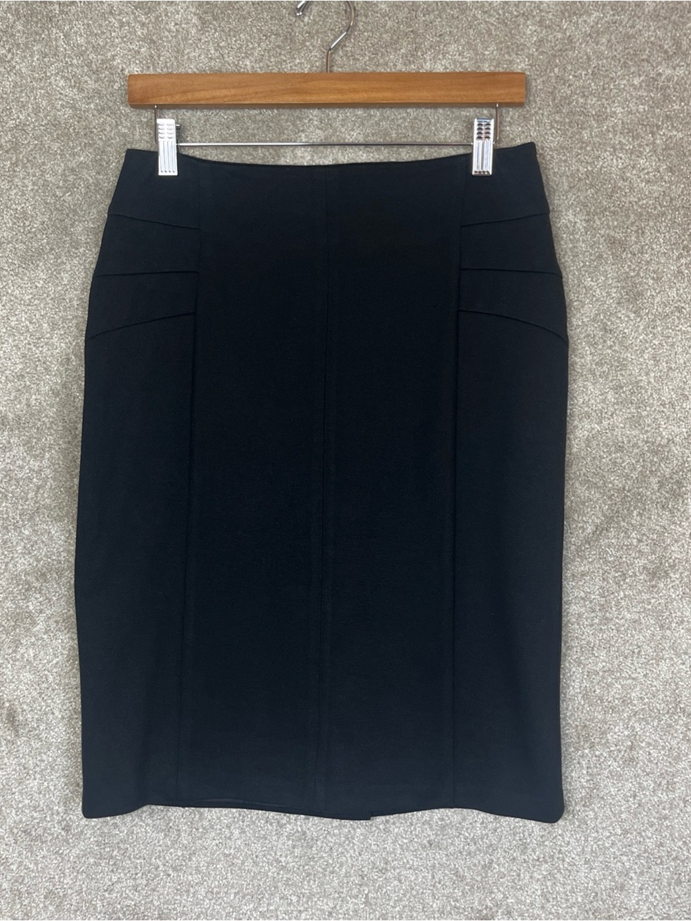 Coldwater Creek Skirt Womens 4 Black Pencil Lined Knee Length Back Zip- 5141